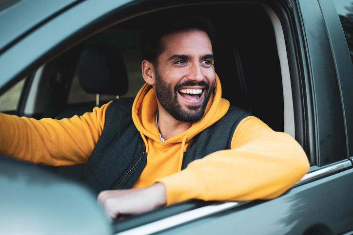 Driver who is happy because of extended warranty